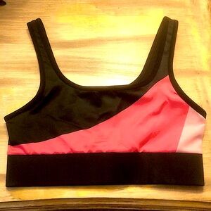 NWT ULTRACOR COR Athleisure Sports Bra Top Diagonal Stripe Black\Pink XS